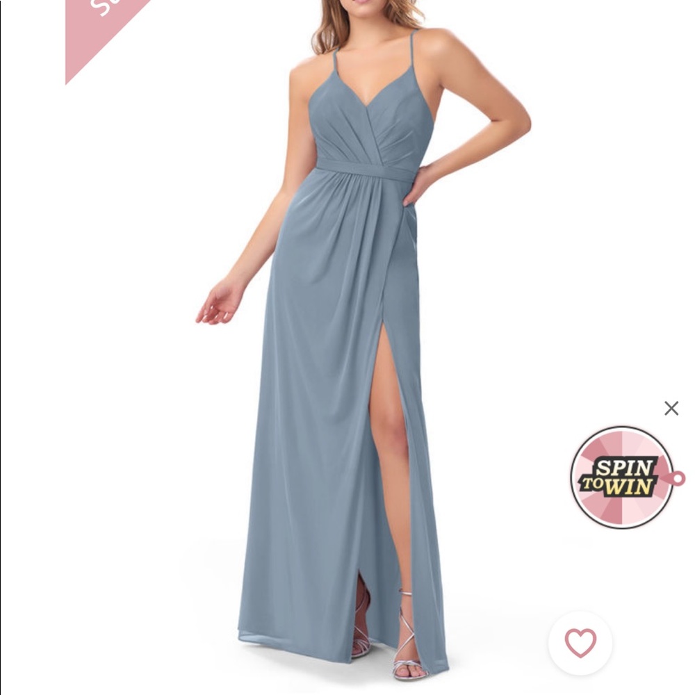 Azazie Luxy dusty blue dress